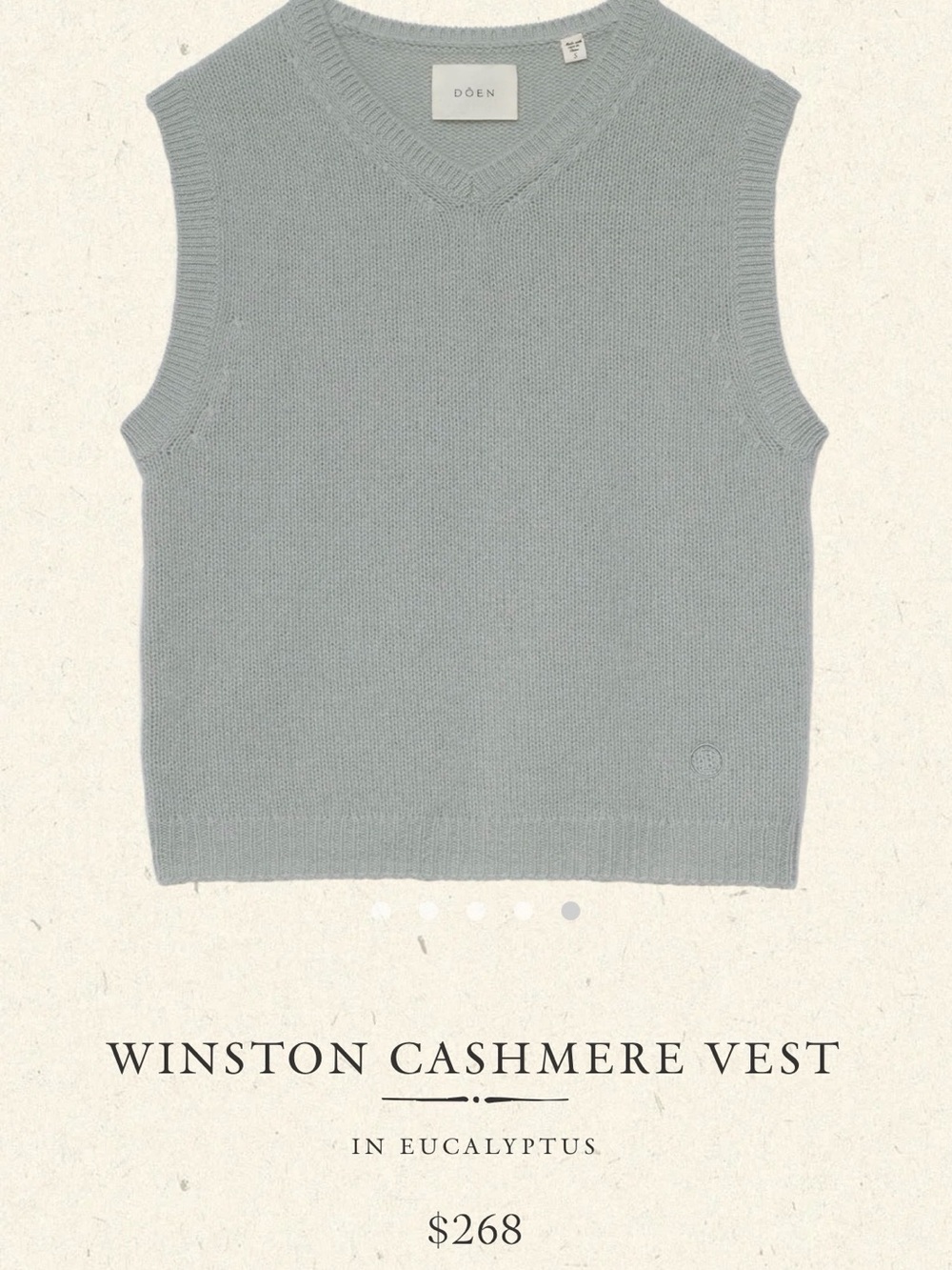 Doen V-Neck Cashmere Vest - Pale Sage